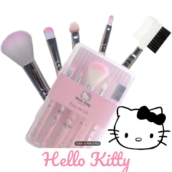 HELLO KITTY " Enjoy The  Life" 5-Piece Makeup Brush Set - Picture 3 of 10